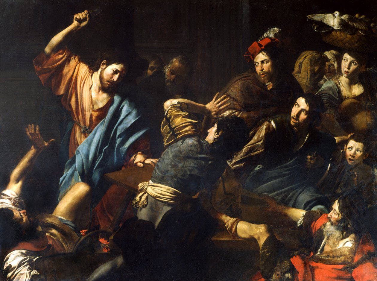 Mesih tefecileri tapınaktan sürüyor by Valentin de Boulogne