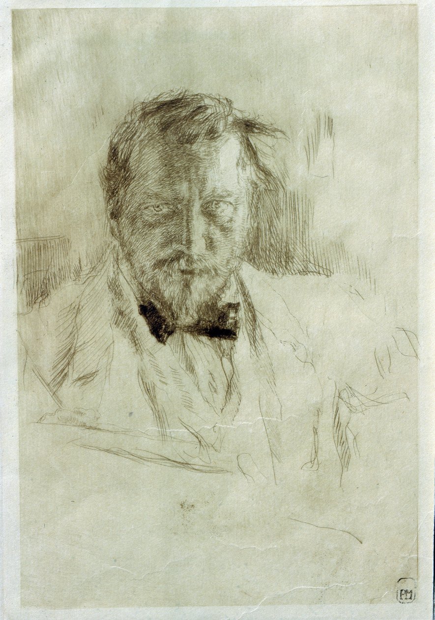 Kendi portreniz (Kendi portreniz). Valentin Aleksandroviç Serov (1865-1911) tarafından gravür by Valentin Aleksandrovich Serov