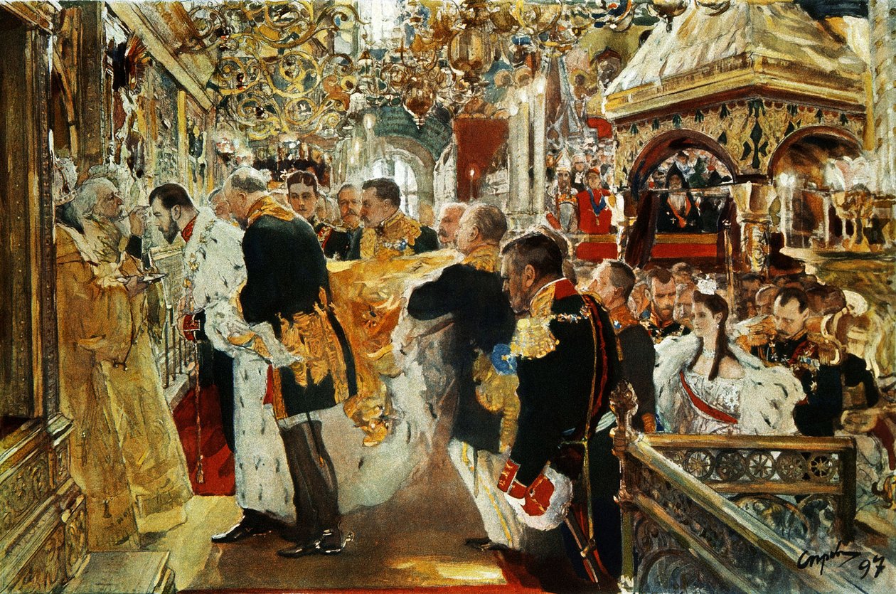 Rusya İmparatoru (Çar) II. Nicholas'ın 1894'te Valentin Serov tarafından taç giyme töreni (19 Ocak) by Valentin Aleksandrovich Serov