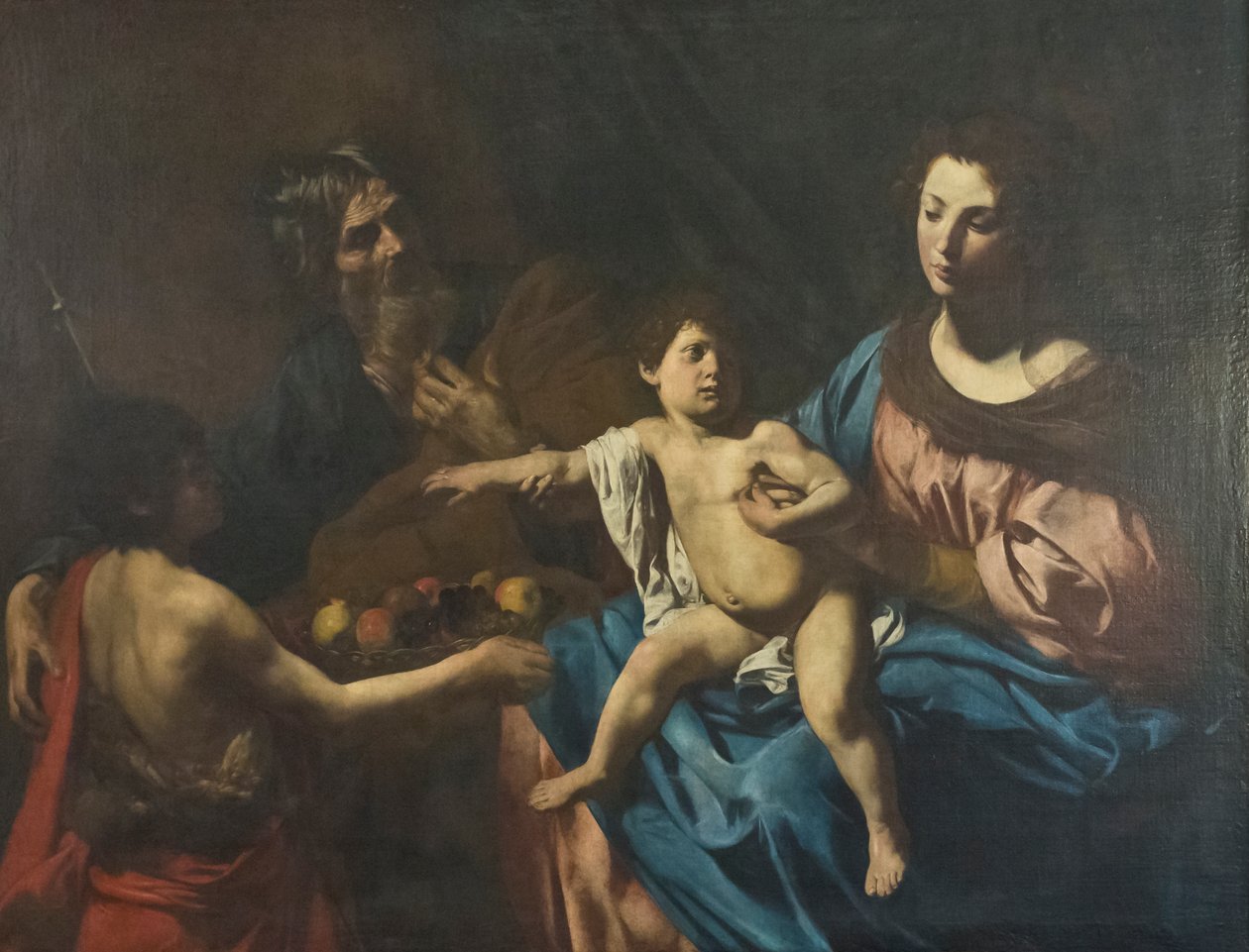 Genç Vaftizci Yahya ile kutsal aile by Valentin de Boulogne