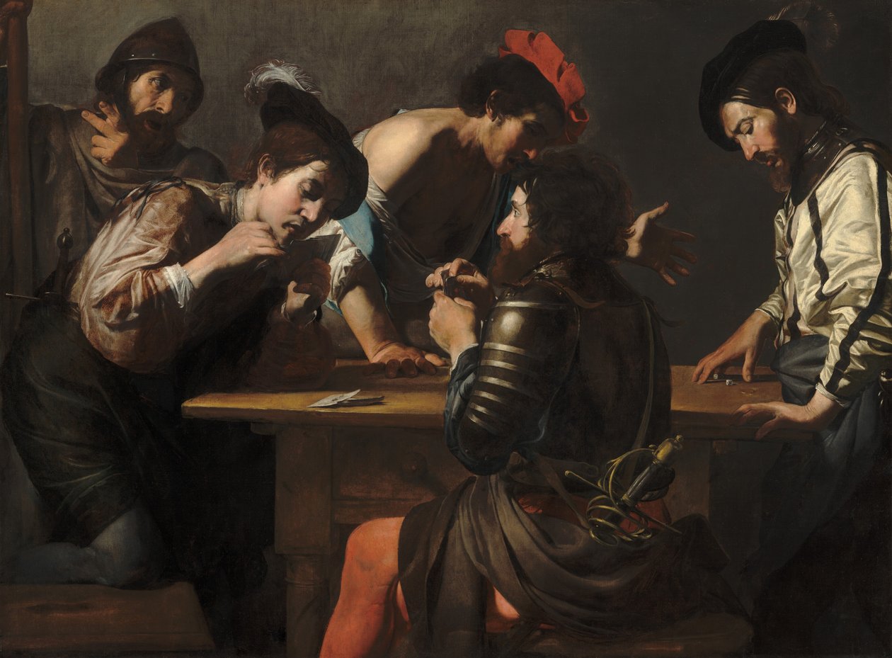 Askerler Kağıt ve Zar Oynayan Hileler, c. 16181620. by Valentin de Boulogne