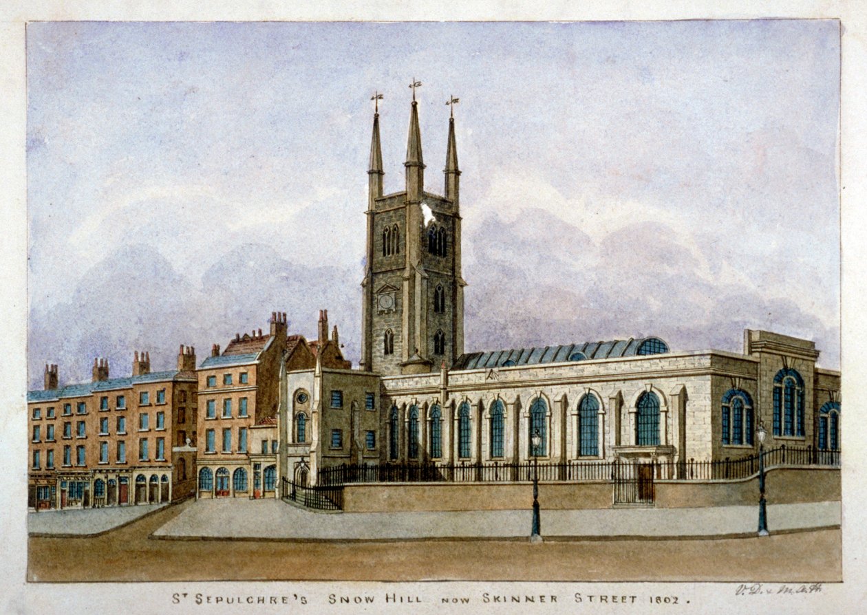 St Sepulchre Kilisesi, Snow Hill, Londra Şehri, 1802 by Valentine Davis
