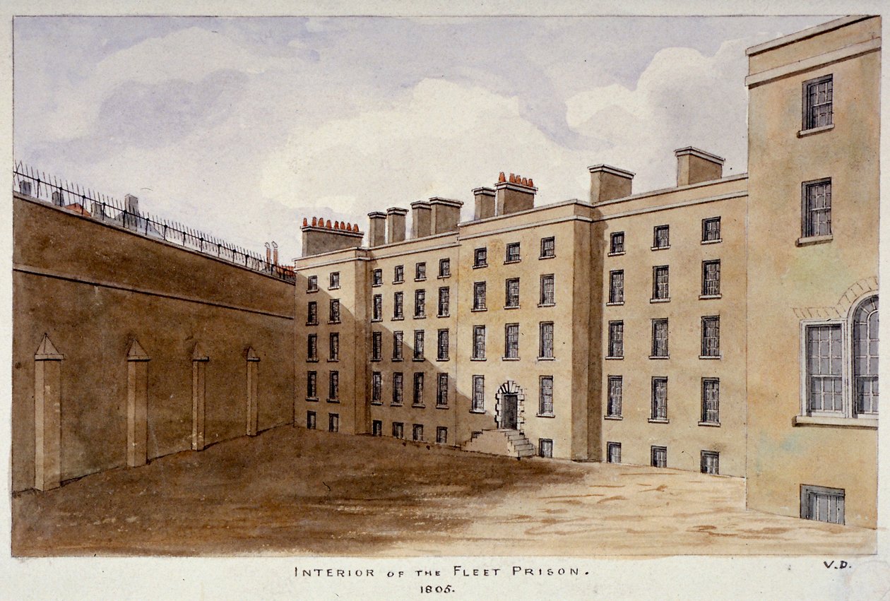 Fleet Hapishanesinin iç avlusu, Londra Şehri, 1805 by Valentine Davis