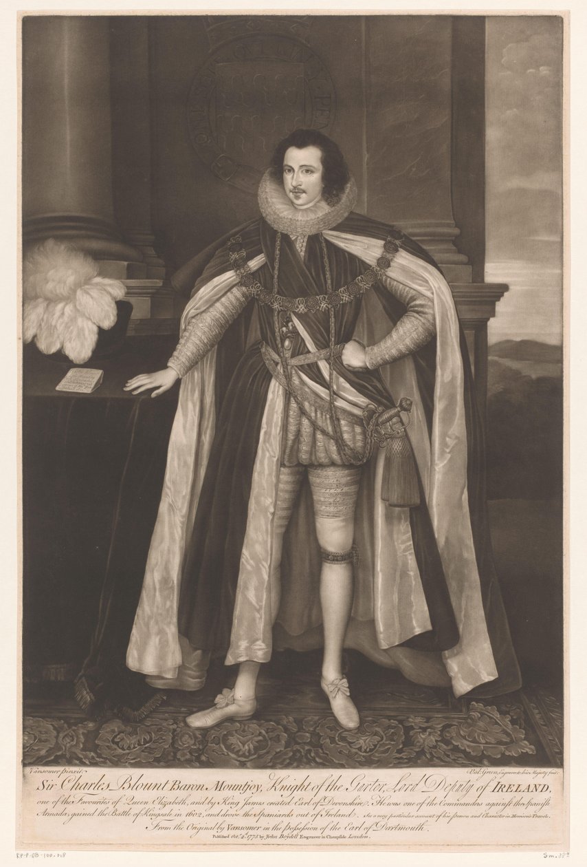Portret van Charles Blount Sir Charles Blount Baron Mountjoy, Parter Şövalyesi, İrlanda Lord Yardımcısı (nesnedeki başlık) by Valentine Green