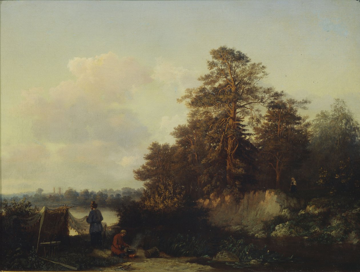 Balıkçılarla Manzara, 1852 by Valerian Konstantinovich Kamenev