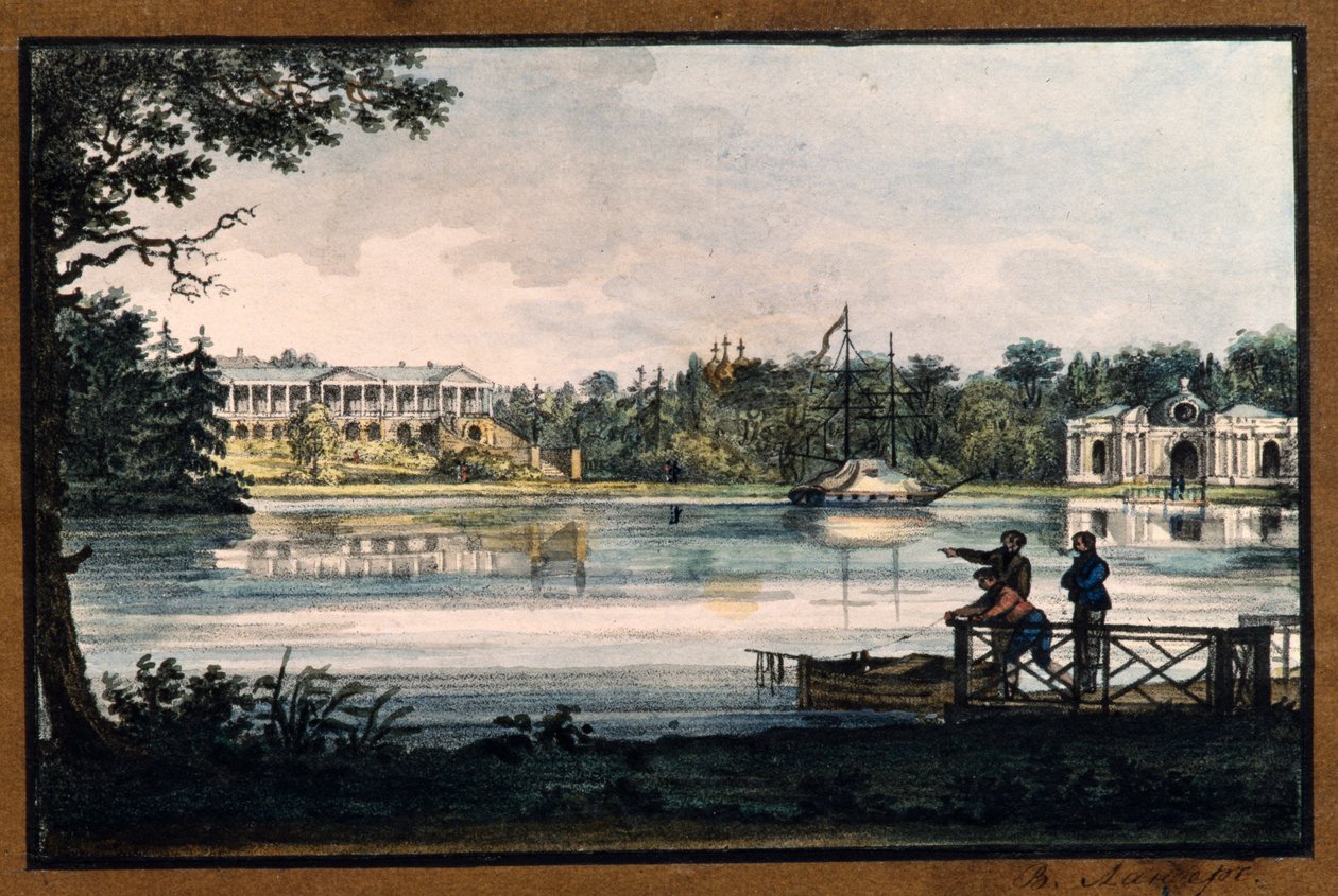 Valerian Platonovich Langer (1799-1870), litografi, suluboya, yaklaşık 1820, Devlet Açık Hava Müzesi Tsarskoye Selo, St. Petersburg by Valerian Platonovich Langer