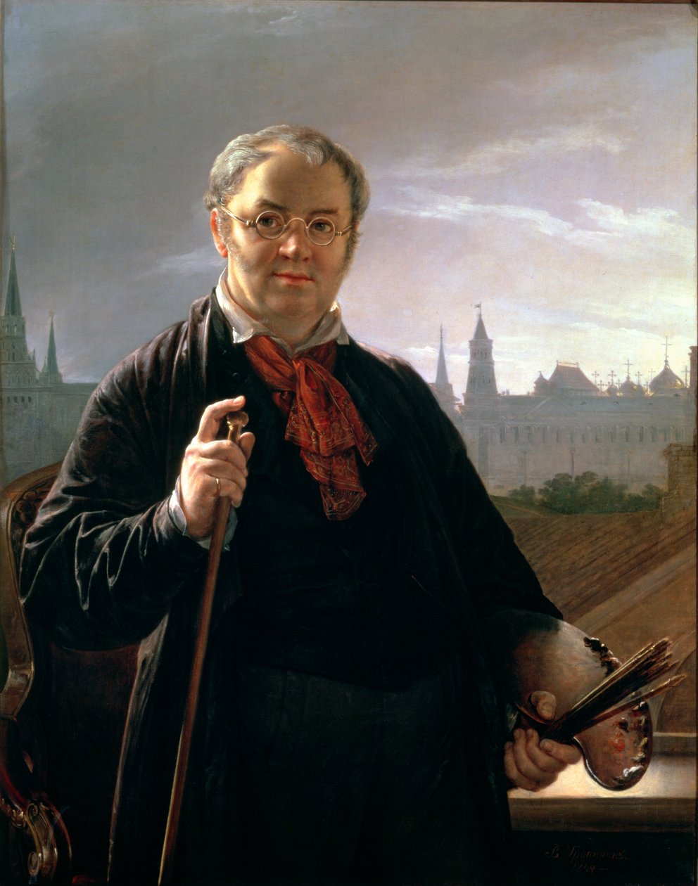 Self Portrait against the Window with a View of the Kremlin, 1846  by Vasili Andreevich Tropinin