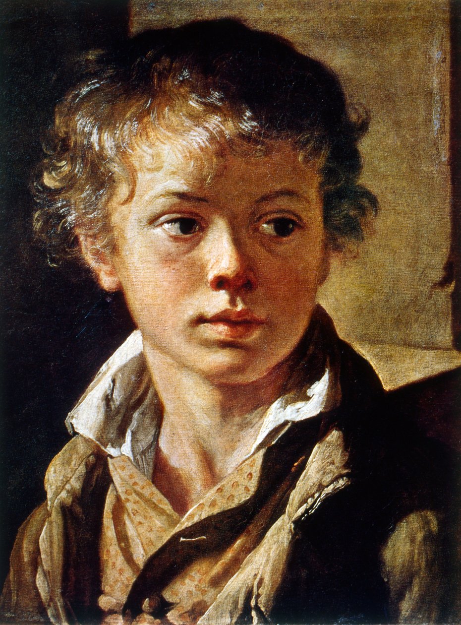 genç bir çocuk portresi by Vasili Andreevich Tropinin