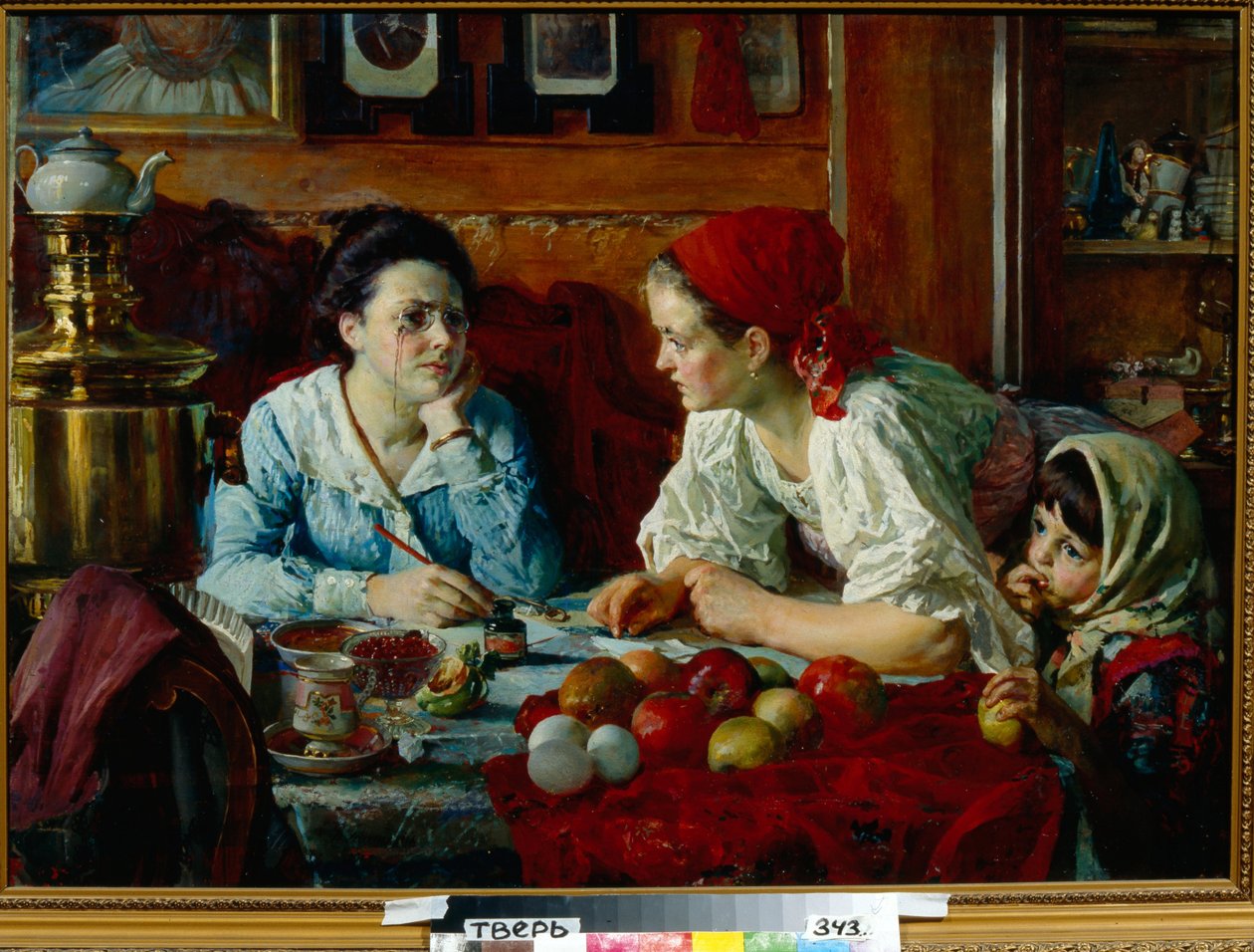 Petersburg için bir mektup (Rusya) - Tablo Vasili Andreyevich Golynsky (1854-1904), tuval üzerine yağlı boya (68x93.5 cm) by Vasili Andreyevich Golynsky