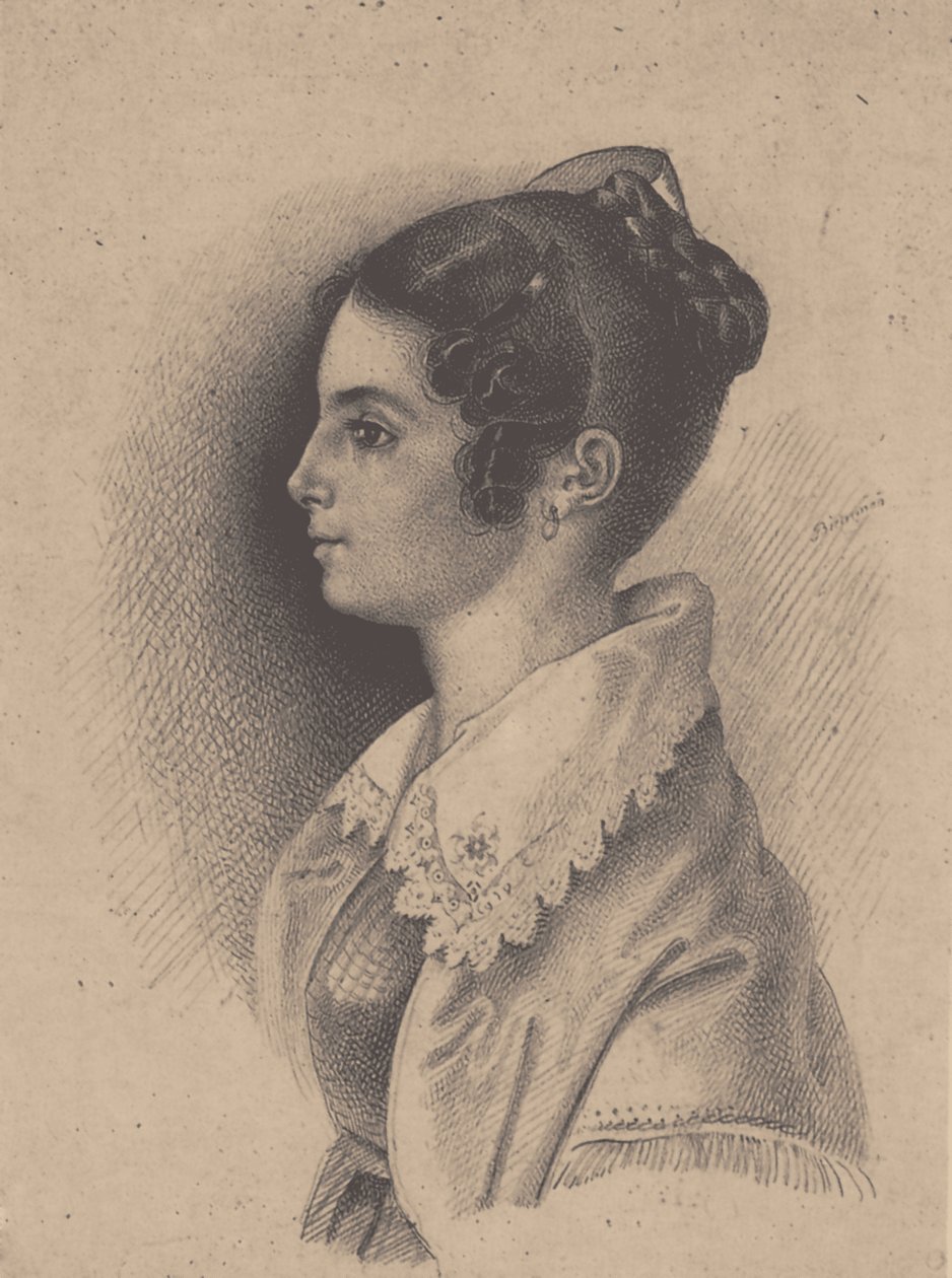 Kontes Vera Fyodorovna Vyazemskaya, kızlık soyadı Gagarina 1790-1886 by Vasili Fyodorovich Binemann