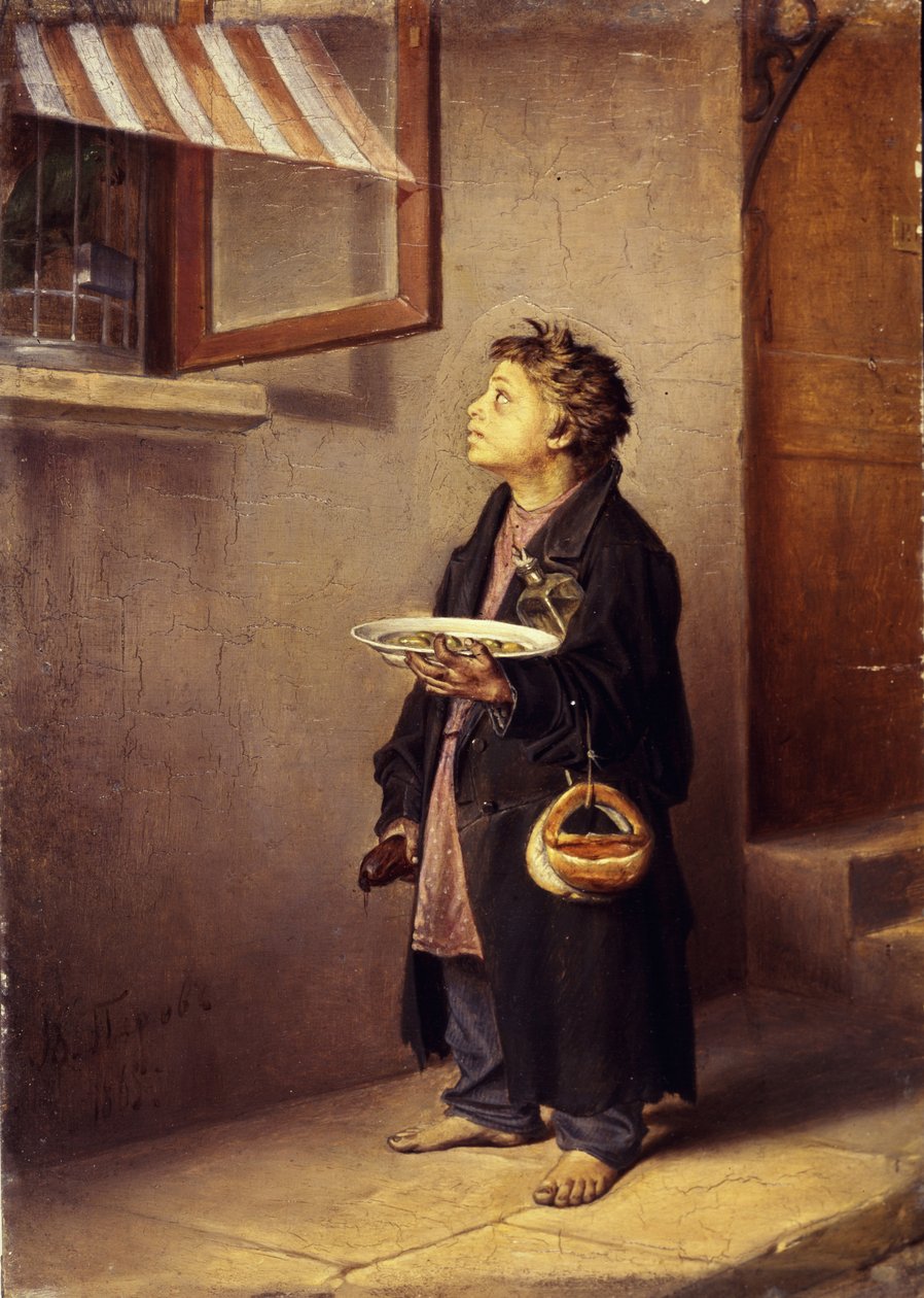 Bir papağanı izleyen bir Çırak, 1865 by Vasili Grigorevich Perov