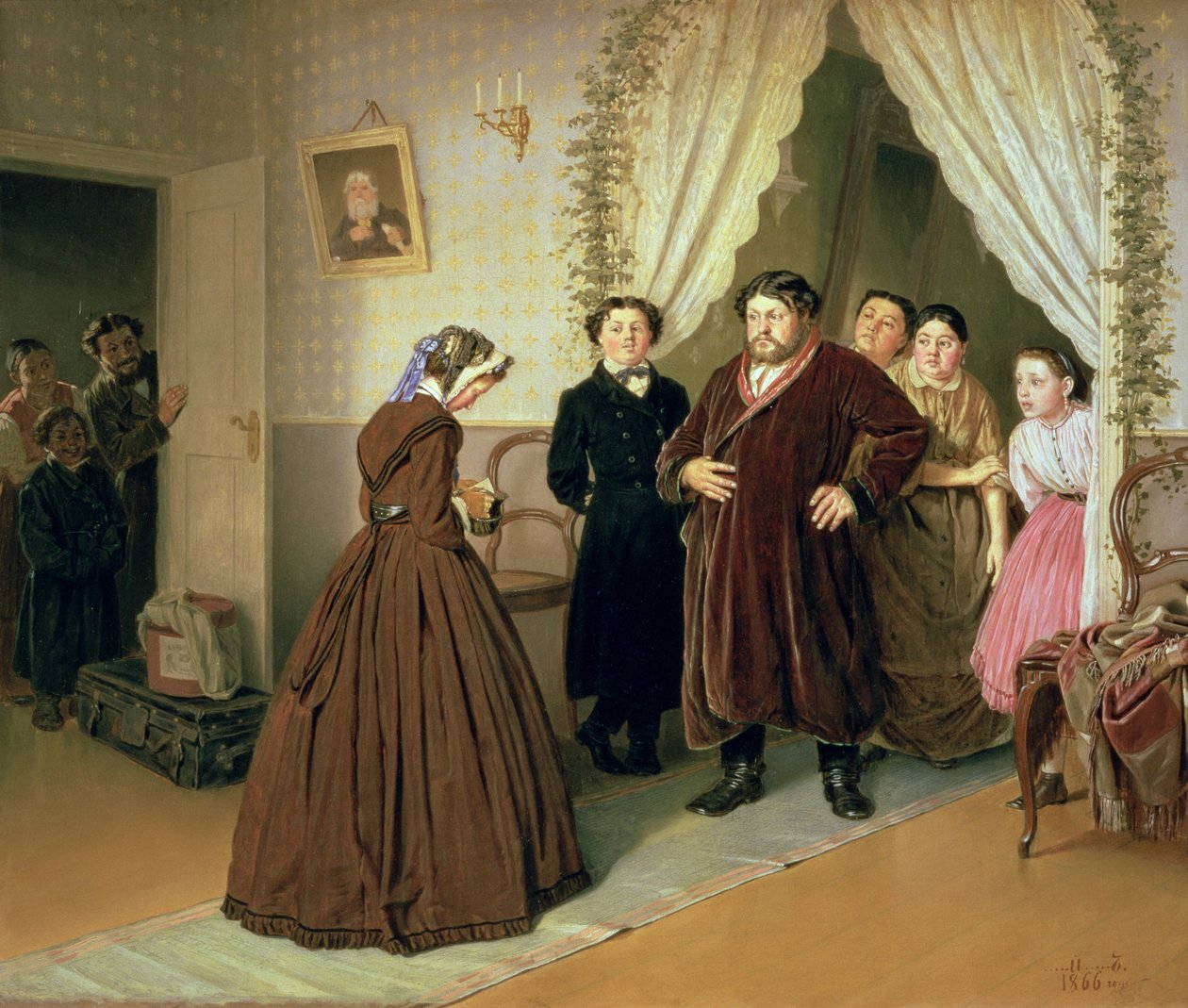 Mürebbiyenin Tüccarın Evine Gelmesi, 1866 by Vasili Grigorevich Perov