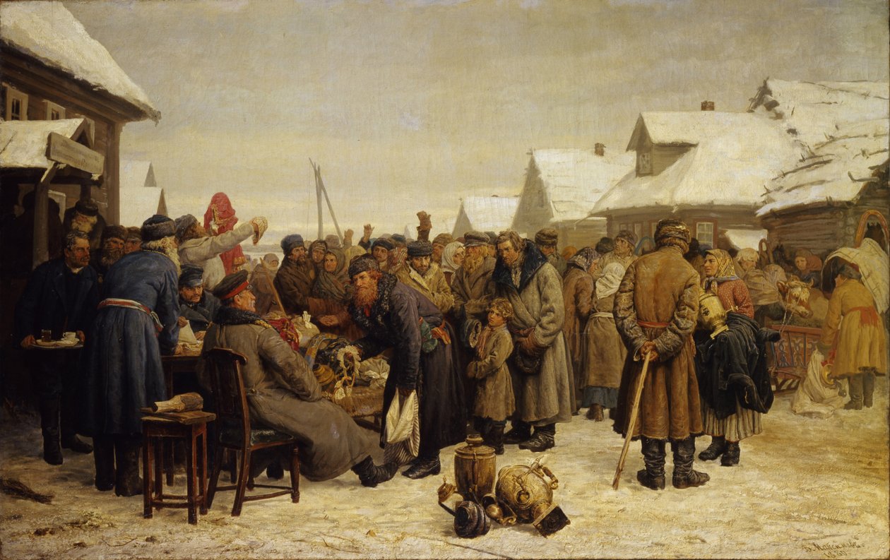 Borçlar için kamu malları açık artırması by Vasili Maksimovich Maksimov
