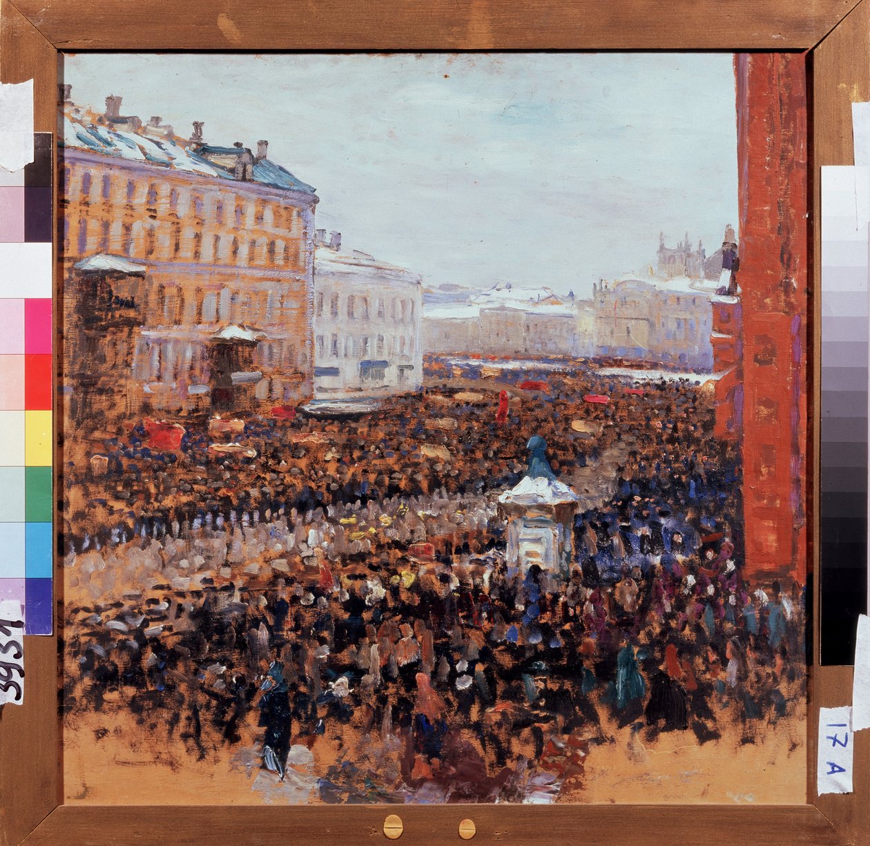 1917'de Moskova'da devrimci gösteri. Rus başkentinin sokaklarında Bolşevik proleter devriminin bölümü. Vasili Nikitich Meshkov (Vassili Meshkov) (1868-1946), yağlı boya tablosu by Vasili Meschkov