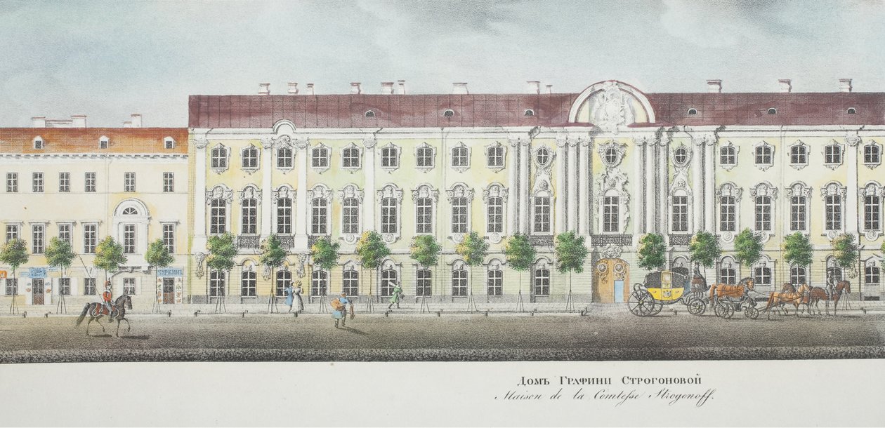 Stroganov Sarayı Nevsky Prospekt panoramasından by Vasili Semenovich Sadovnikov