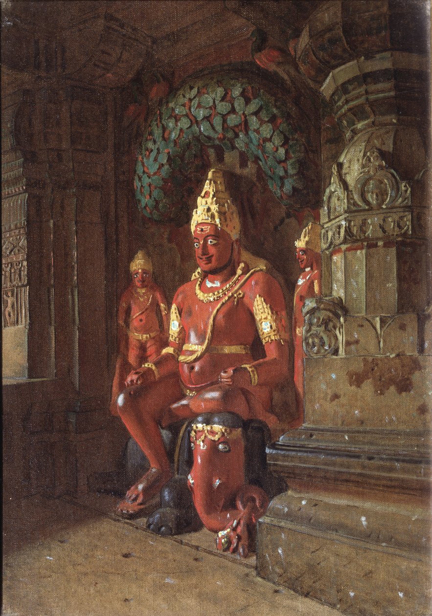 Indra tapınağında bir Vishnu heykeli, 1874 by Vasili Vasilievich Vereshchagin