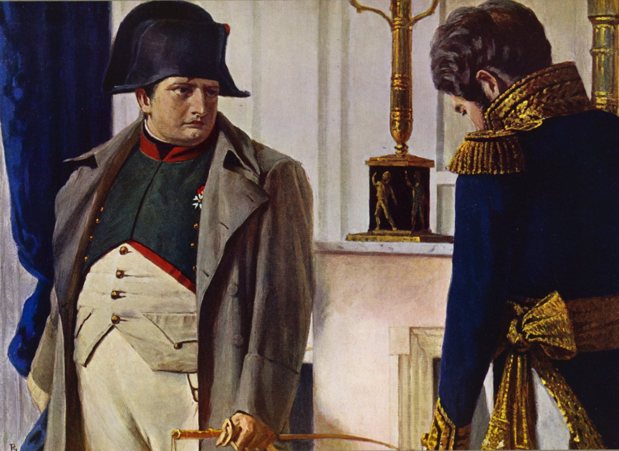 Napoleon Bonaparte ve Jacques Lauriston (renkli taş baskı) by Vasili Vasilievich Vereshchagin