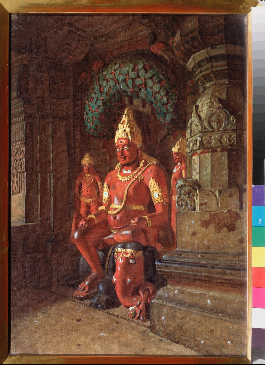 Indra Tapınağında Bir Vishnu Heykeli - Tablo Vasili Vasilyevich Vereshchagin (Vassili Vereshchagin) (1842-1904), tuval üzerine yağlı boya by Vasili Vasilievich Vereshchagin
