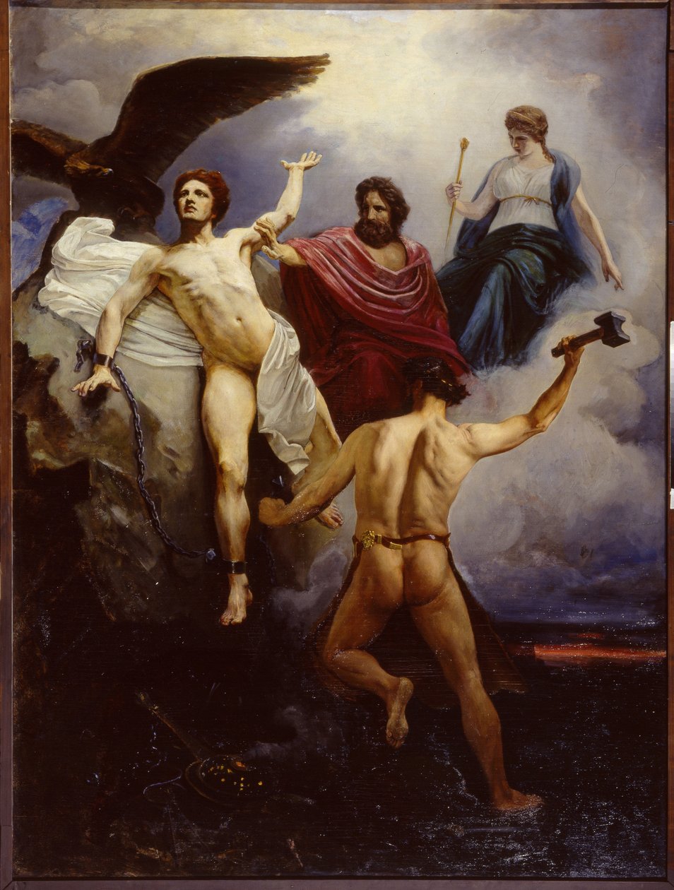 Vulkan zincirleme Prometheus (Vulcanus Zincirleme Prometheus). Vasili Yevmenievich Savinsky (1859-1937), tuval üzerine yağlıboya 1881. Güzel Sanatlar Akademisi Müzesi, Saint Petersburg. by Vasili Yevmenievich Savinsky