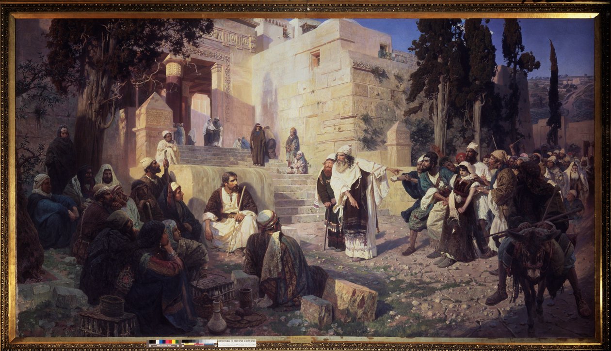 Le Christ et la femme adultere - İsa ve Zina Edilen Kadın - Tablo Vasili Dmitrievich Polenov (1844-1927), tuval üzerine yağlı boya by Vasilij Dmitrievich Polenov