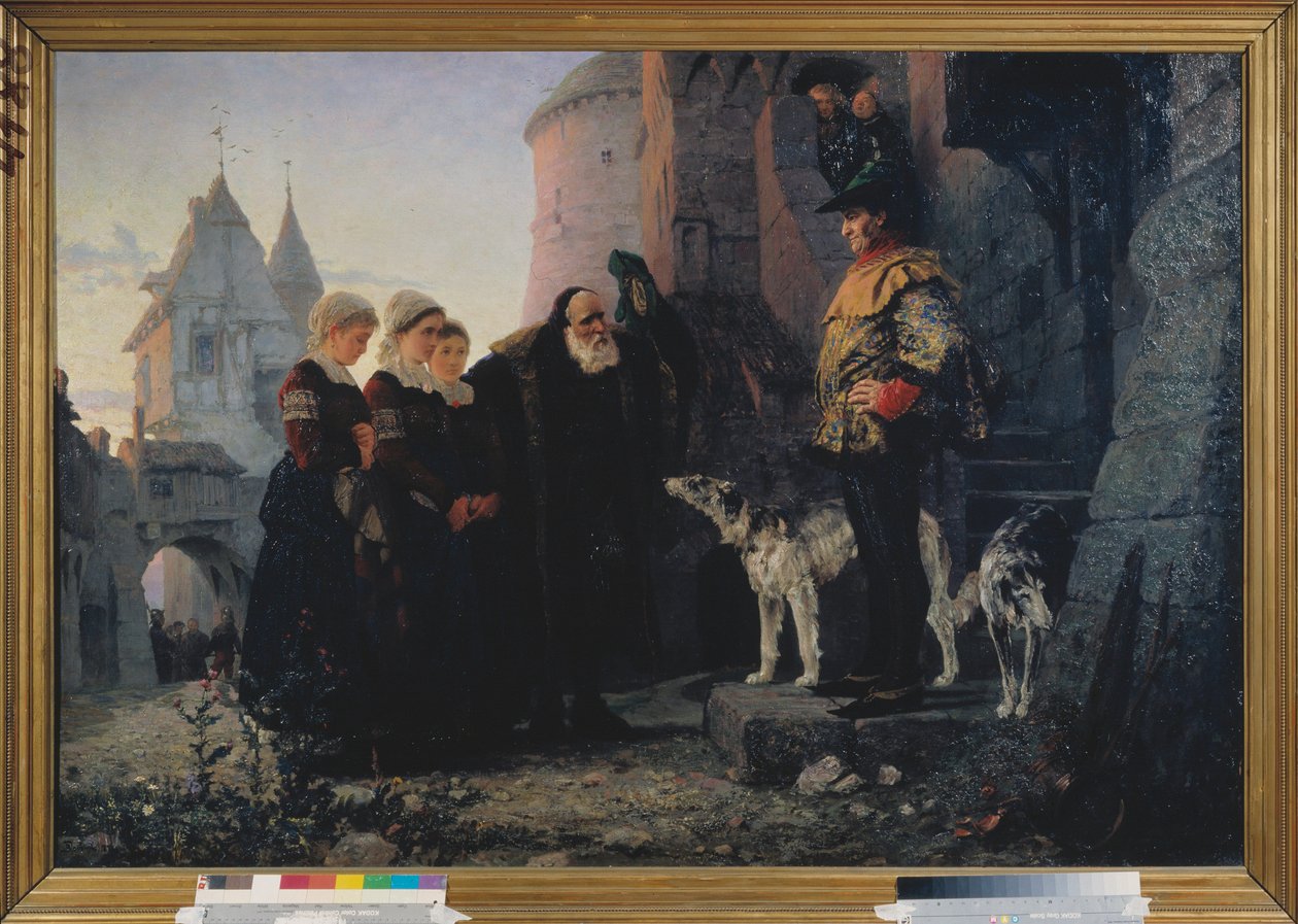 Le droit de la premiere nuit (droit de seigneur du seigneur) - İlk gecenin hakkı - Tablo Vasili Dmitrievich Polenov (1844-1927), tuval üzerine yağlı boya by Vasilij Dmitrievich Polenov
