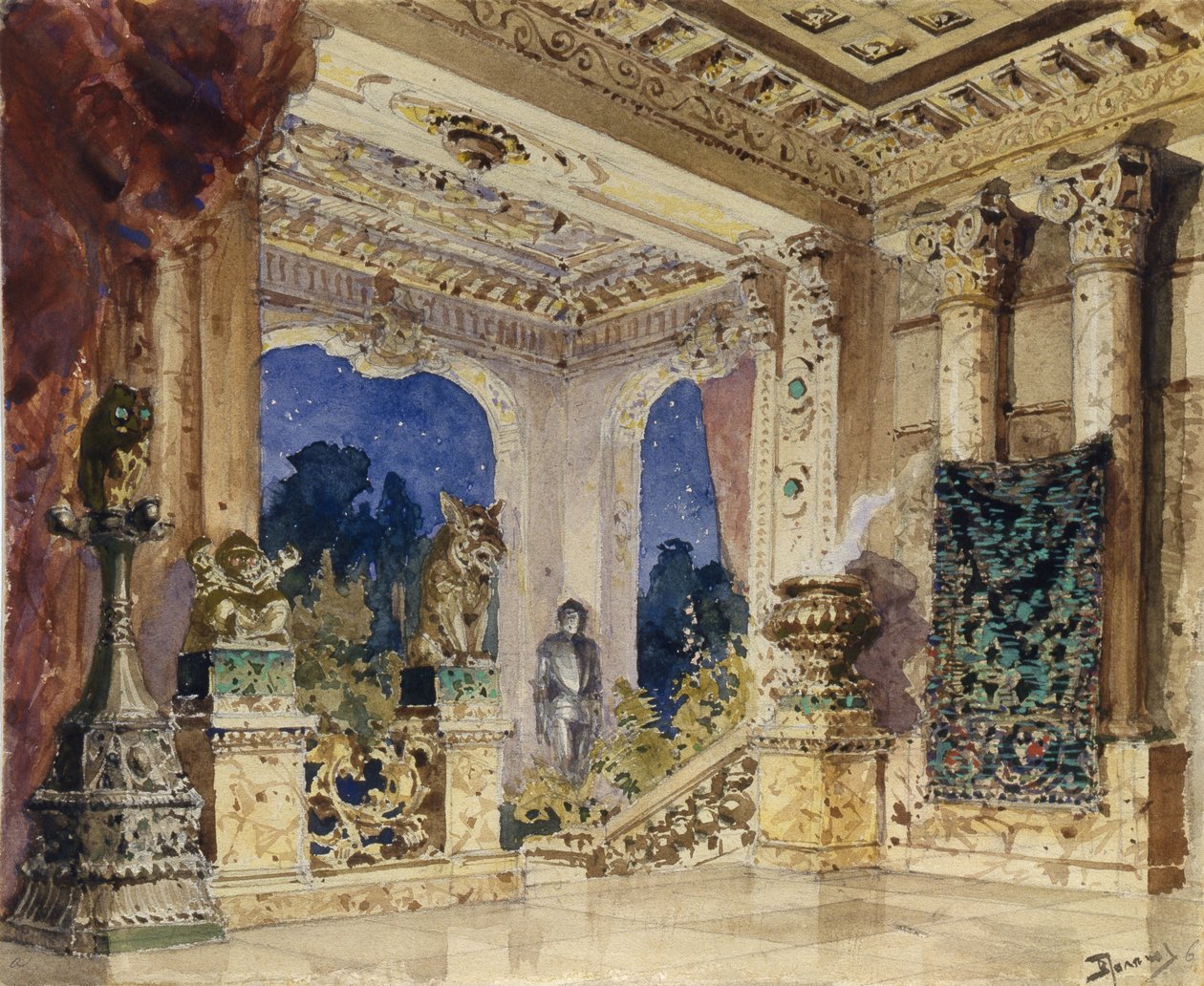 Opera için sahne tasarımı Kızıl Gül, N. Krotkov, 1884 by Vasilij Dmitrievich Polenov
