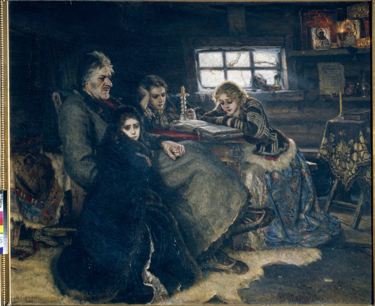Alexandre Danilovic Menchikov ve ailesi sürgünde by Vasilij Ivanovic Surikov