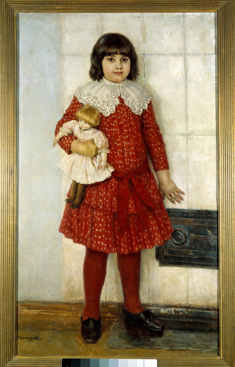 Kızın bebeği var Boyama Vasilli Ivanovich Surikov (Vasily Surikov veya Vasili Surikow) (1848-1916) 1888 Moskova. Tretyakov Galerisi by Vasilij Ivanovic Surikov