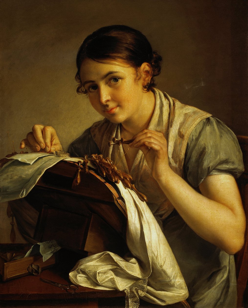 dantel üreticisi by Vasili Andreevich Tropinin