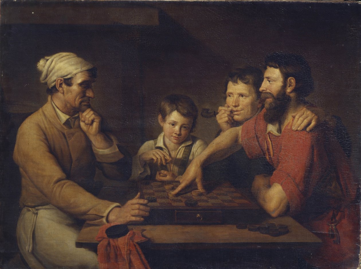 Bir Bekçiyle Taslak Oynayan Bir Aşçı, 1824 by Vasily Ivanovich Gryaznov