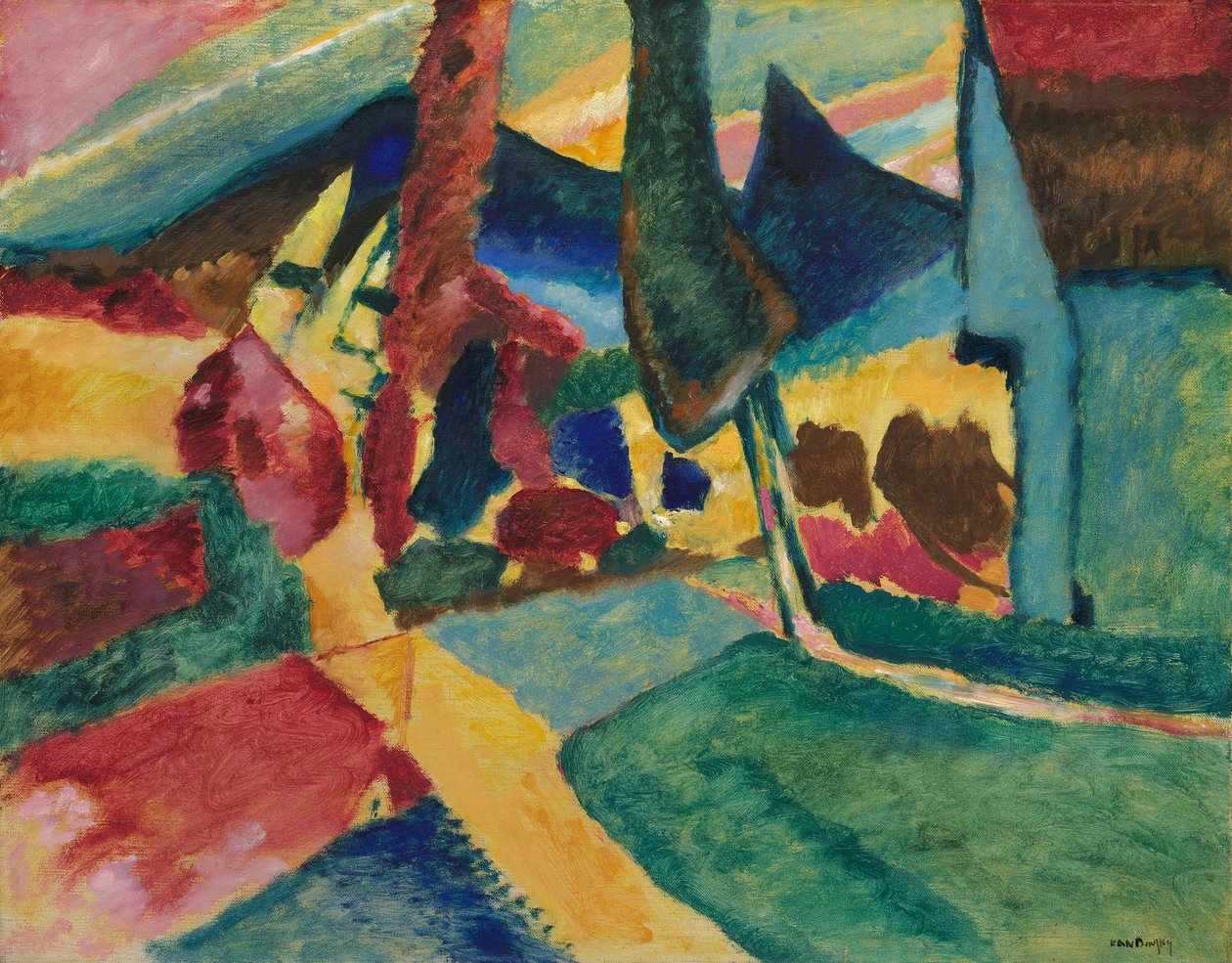 İki Kavaklı Manzara, 1912. by Wassily Kandinsky