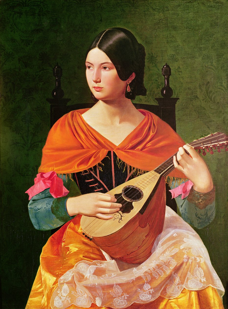 Mandolinli Genç Kadın, 1845-47 by Vekoslav Karas