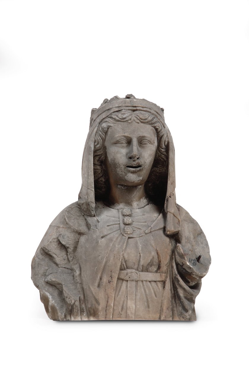 Bir kadın azizin oymalı mermer büstü (mermer) by Venetian School
