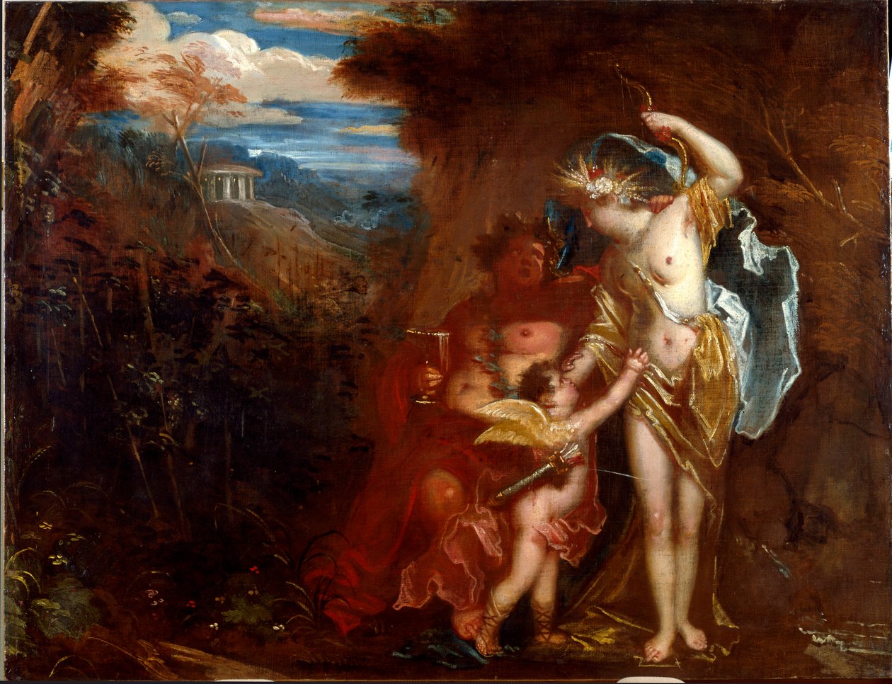 Bacchus, Ceres ve Love Anonim Venedik etkisi tablosu by Venetian School