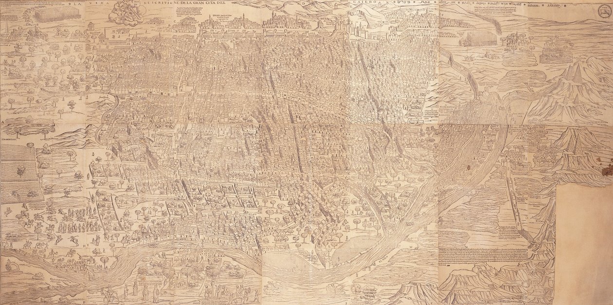 Kahire Haritası, kuşbakışı, 1549 by Venetian School