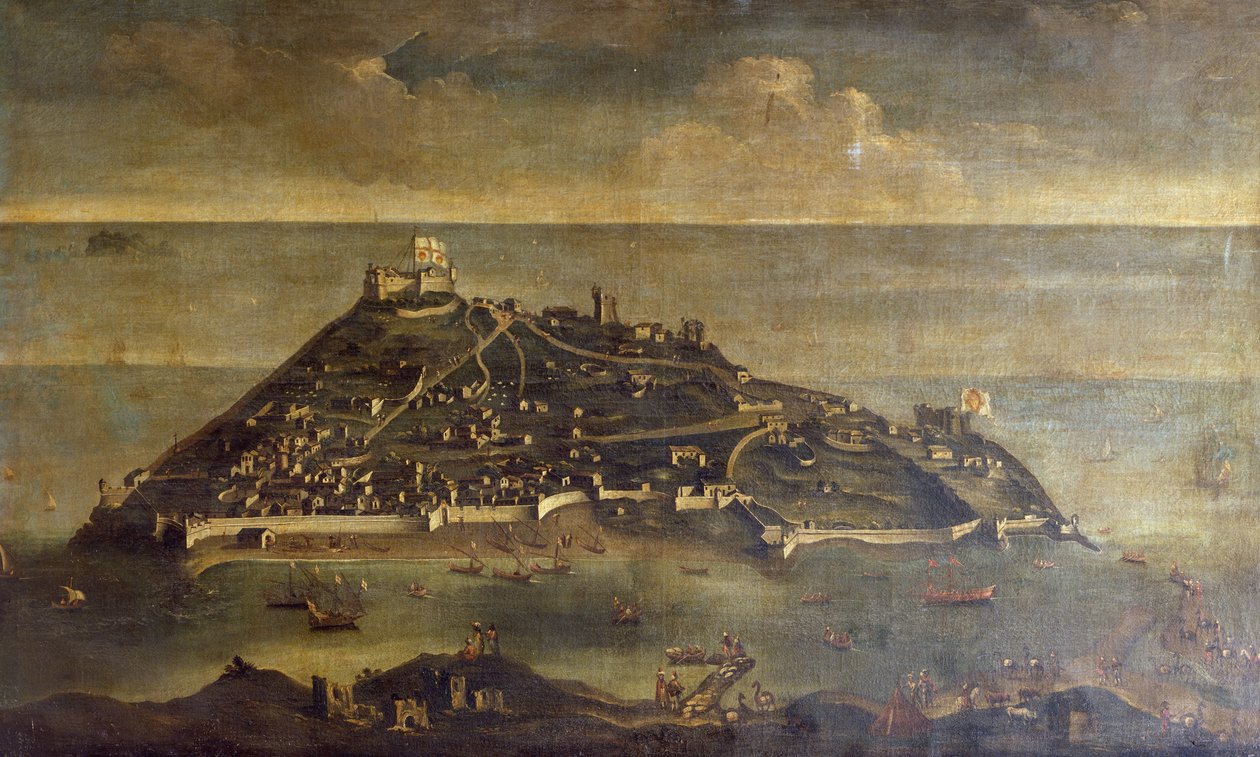 Tabarca adası, bilinmeyen Venedikli sanatçı tarafından tablo, Tunus by Venetian School