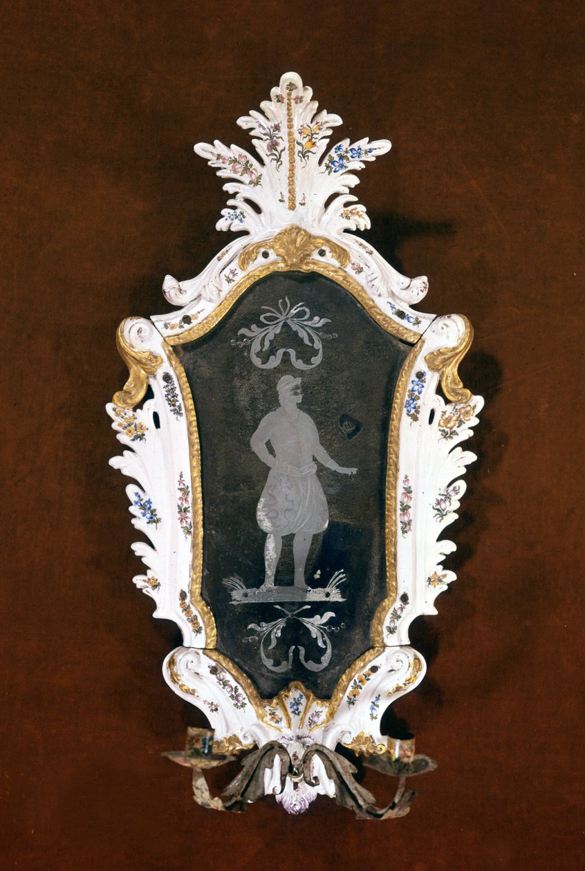 Seramik ve Murano aynalı Venedik duvar avizesi. 18. yüzyıl. Venedik, Ca 'Rezzonico. by Venetian School