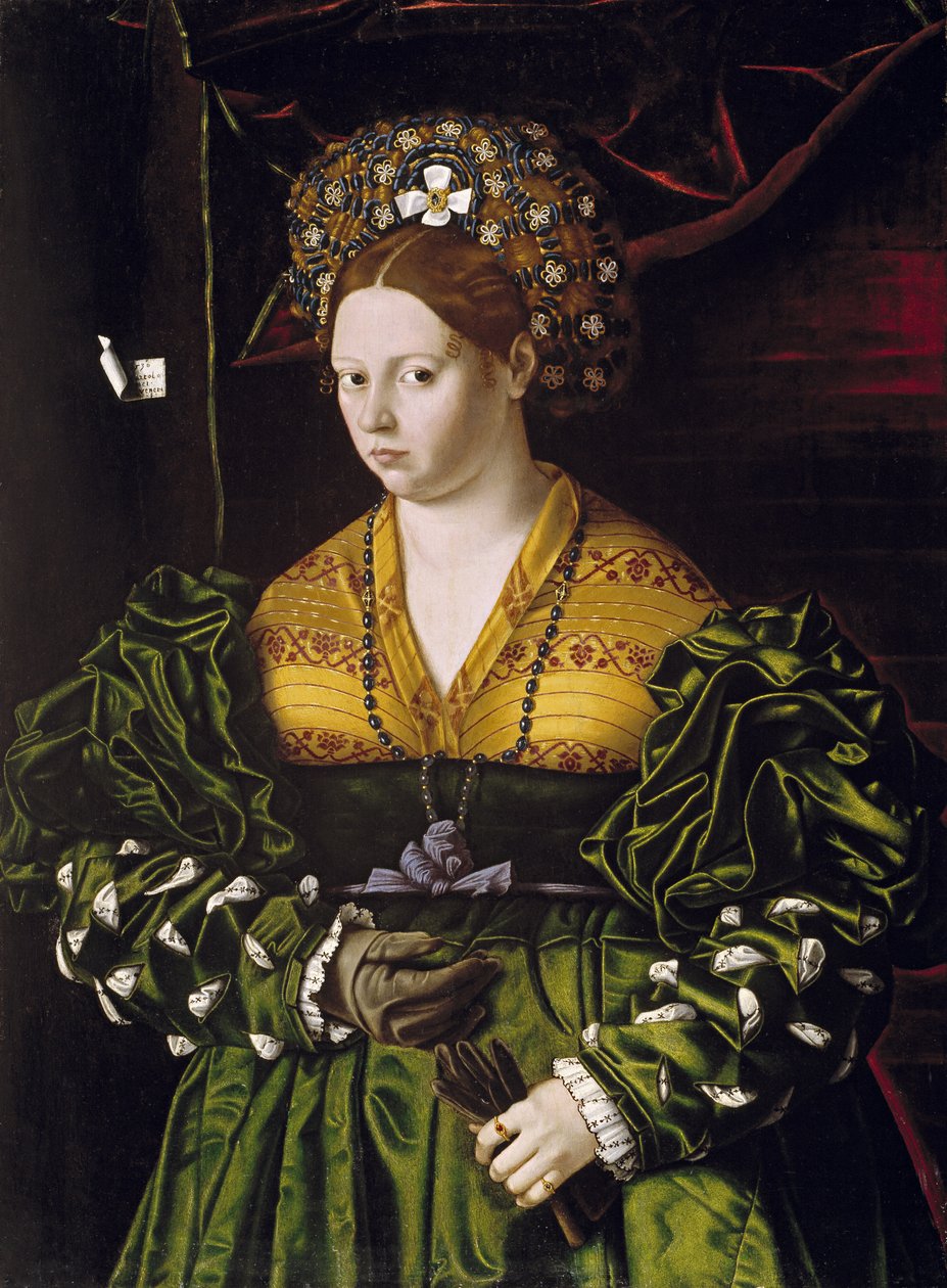 Yeşil Elbiseli Bir Bayan Portresi by Veneto Bartolomeo
