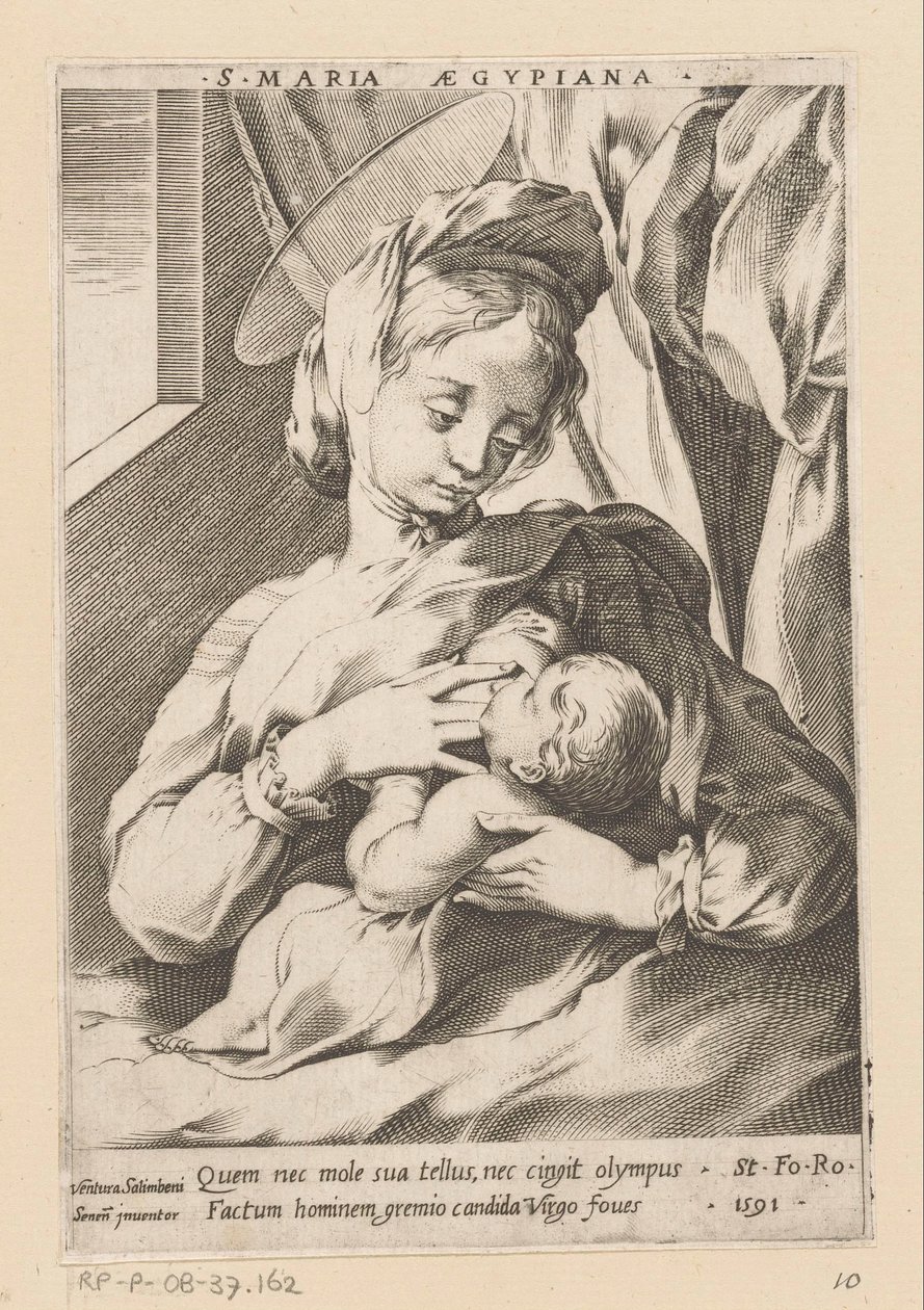 Mary the Çocuk hemşireliği S. Maria Aegypiana (nesne üzerindeki başlık) by Ventura Salimbeni