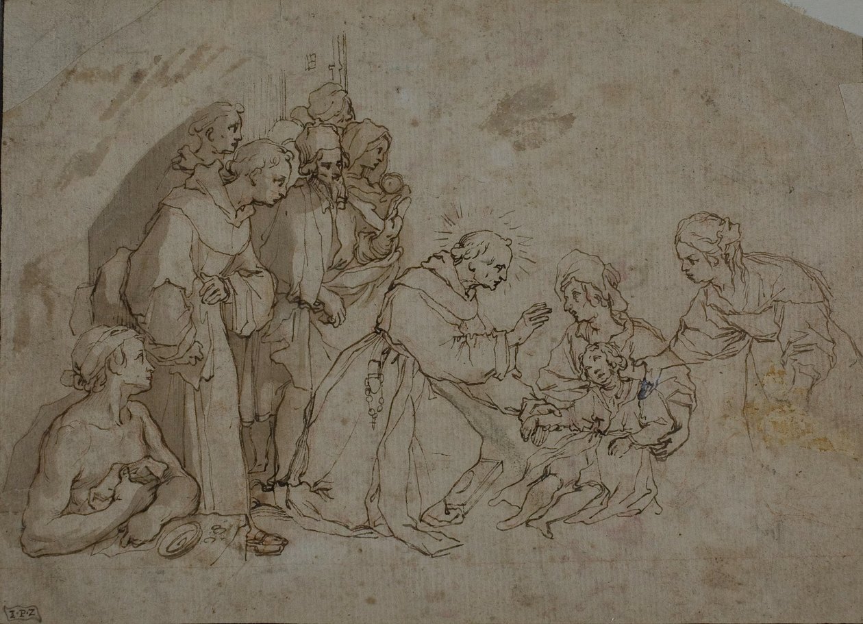 Sienalı Aziz Bernardino Mucizesi için Çalışma by Ventura Salimbeni