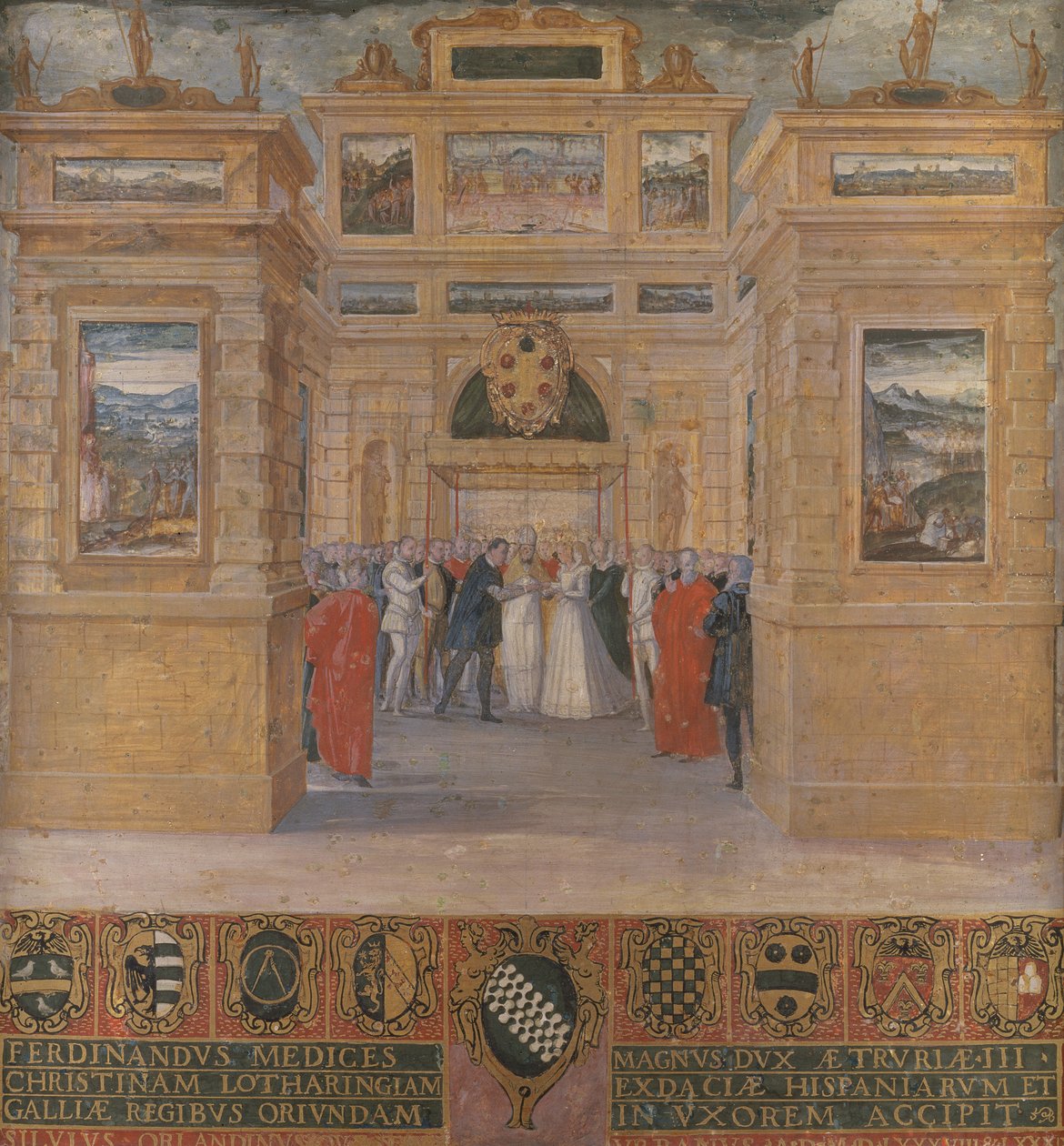 Büyük Dük Ferdinand I de Medici'nin Christine of Lorraine ile düğünü by Ventura di Arcangelo Salimbeni