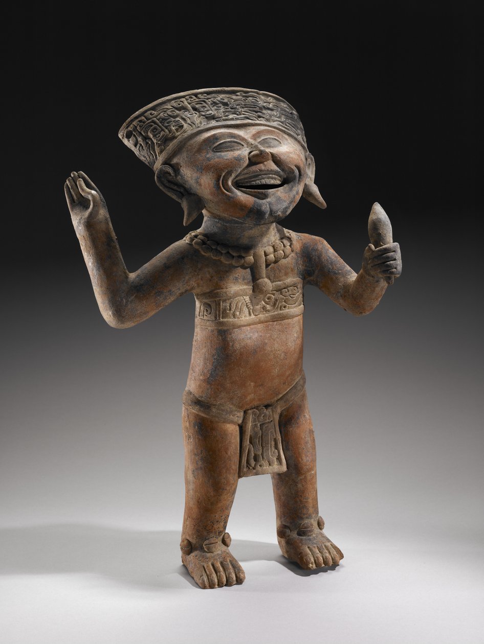 "Gülen Çocuk" Effigy, MS 600-900 (boya izleri olan seramik) by Veracruz Veracruz