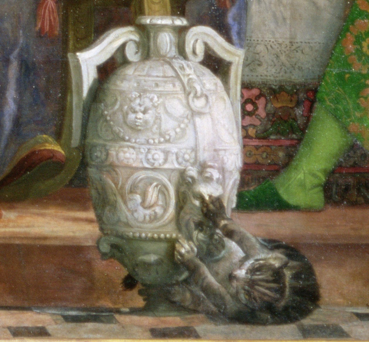Kedi ve vazo, Cana'daki Evlilik Şöleni'nden detay, tuval üzerine yağlı boya, yaklaşık 1562, 94932 detayı by Paolo Veronese