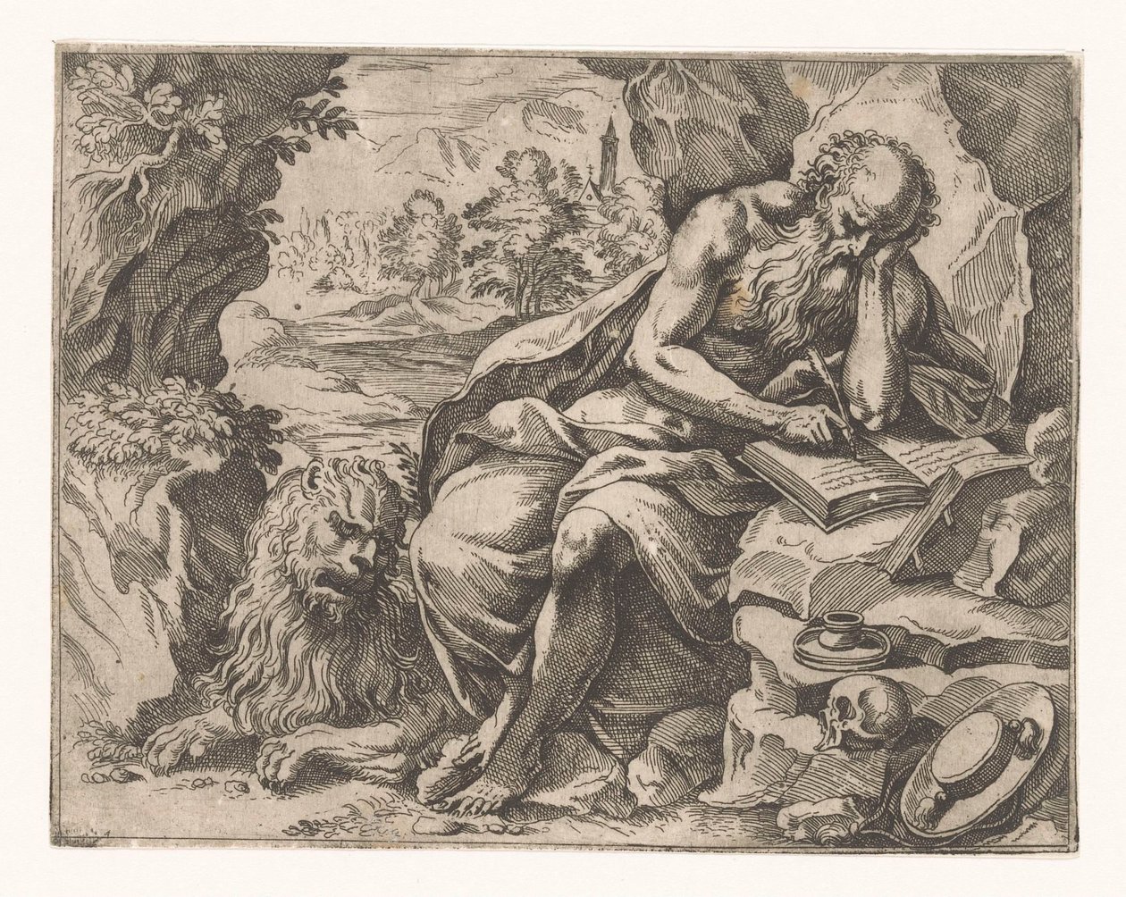 Vahşi Doğada Aziz Jerome by Vespasiano Strada (attributed to)