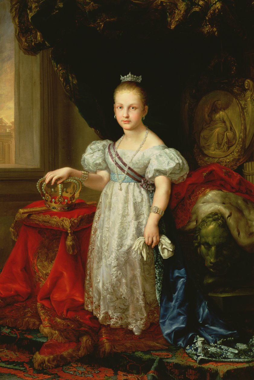 İspanya Kraliçesi II. Isabella (1830-1904), 1838 by Vicente Lopez y Portana