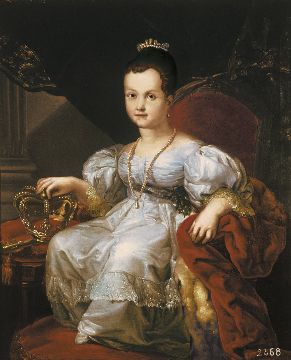 Isabella II'nin çocukken portresi (tuval üzerine yağlı boya) by Vicente Lopez y Portana