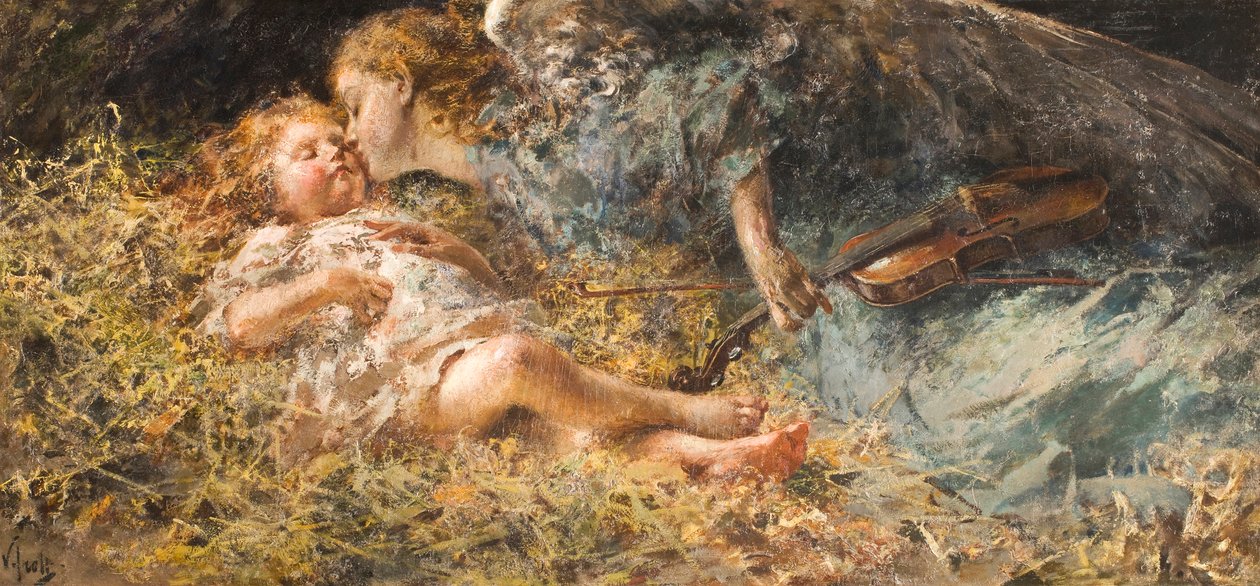 Müzisyen melek Tablo Vincenzo Irolli (1860-1949) 1900 Özel Koleksiyon by Vicenzo Irolli