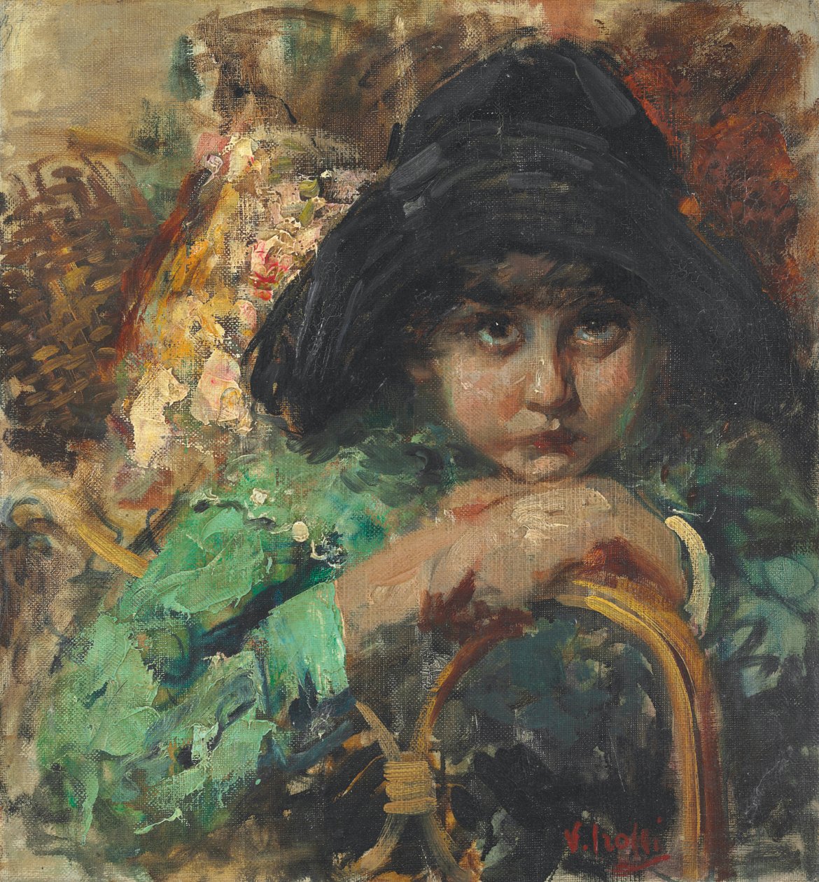 Düşünceli Çocuk (tuval üzerine yağlı boya) by Vicenzo Irolli