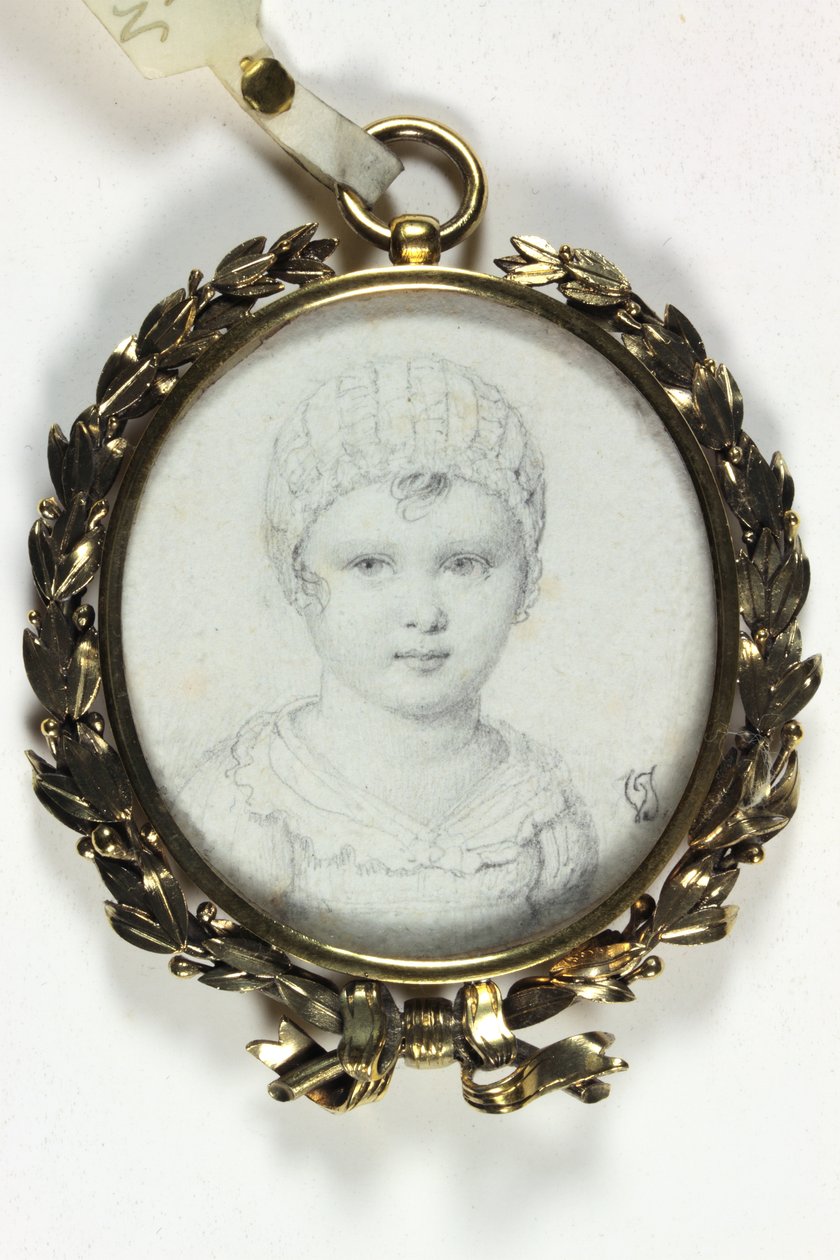 Geleneksel olarak II. Napolyon olarak tanımlanan küçük bir çocuğun çizimi (kart üzerinde kurşun kalem) by Victoire (attr.to) Jaquotot