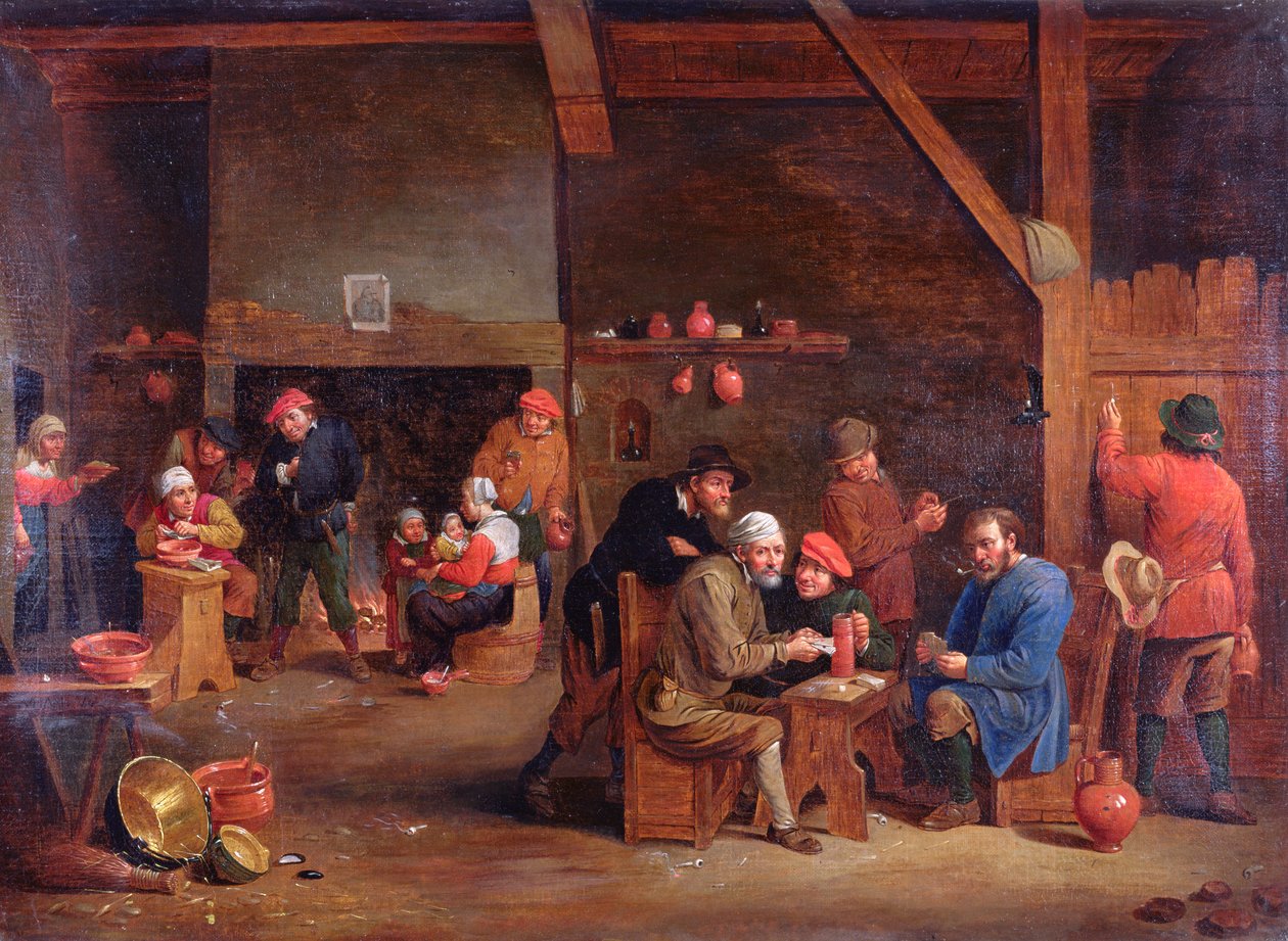 Kart oyuncuları ile taverna iç by Victor Mahu